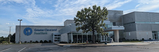 The outside of the Cleveland Food Bank building where the Diaper Bank of Greater Cleveland is located.