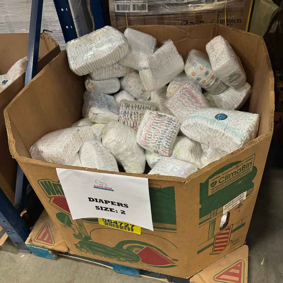 Diapers wrapped for donation at the Diaper Bank of Greater Cleveland.